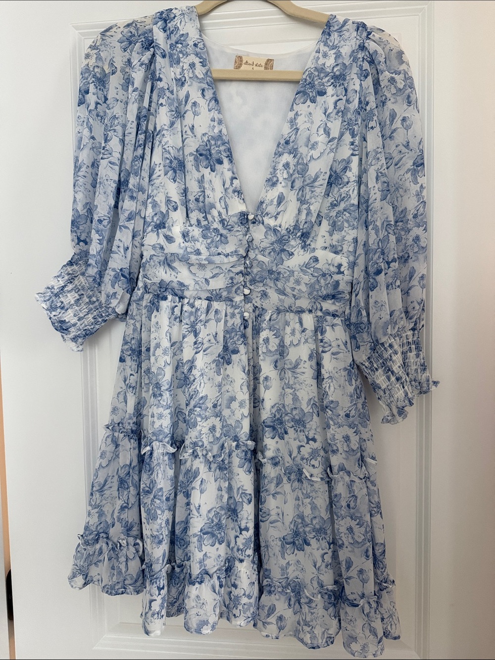 Altar’d State White & Blue Floral Dress